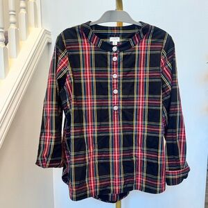 J. Crew Multicolor Plaid Shirt with Decorative Buttons